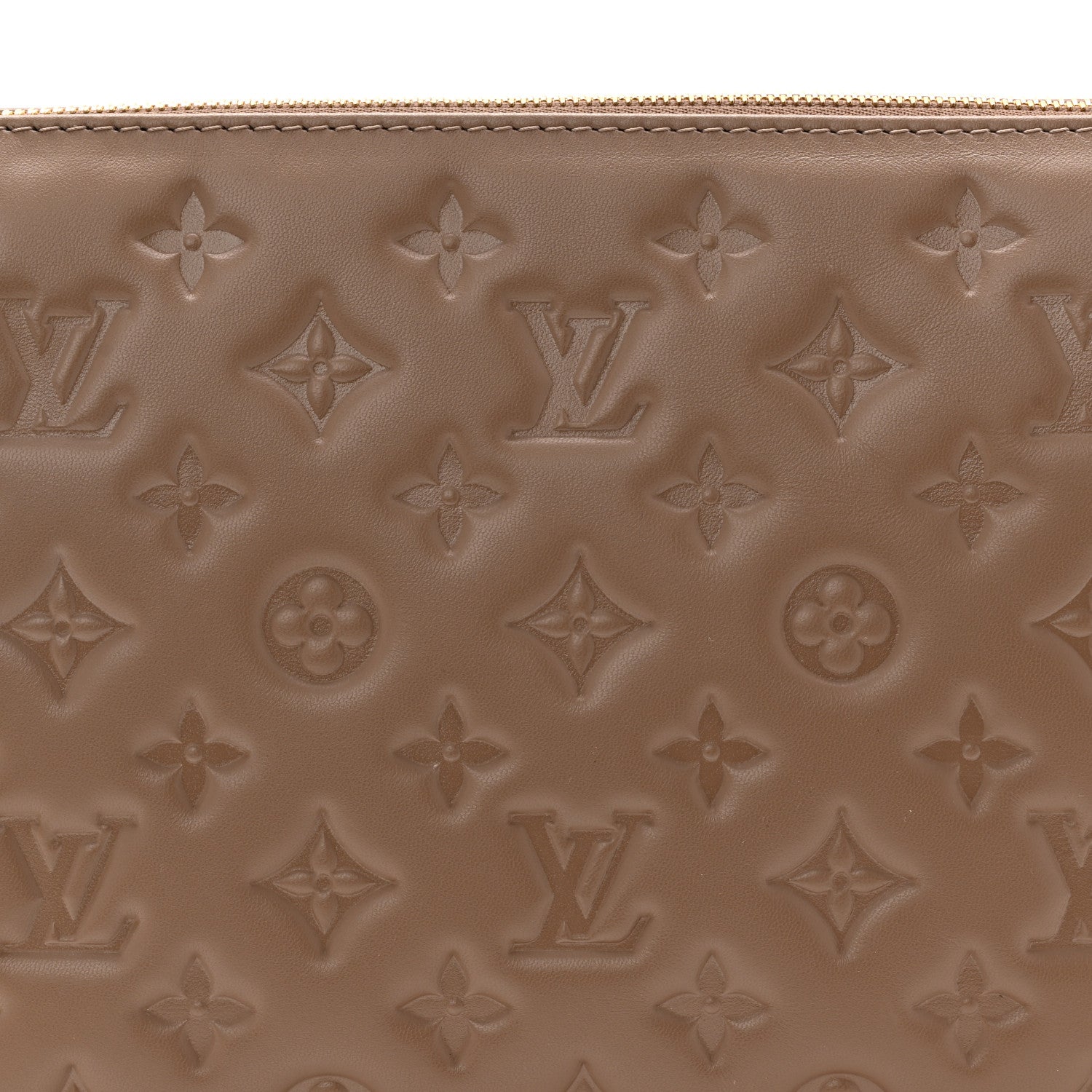 Louis Vuitton Lambskin Embossed Monogram Coussin PM Taupe 7 of 9