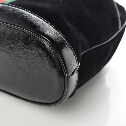 Gucci Suede Patent Web Medium Rajah Bucket Bag Black 6 of 9