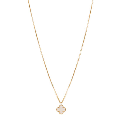 Van Cleef & Arpels 18K Yellow Gold Mother of Pearl Sweet Alhambra Pendant Necklace 1 of 5