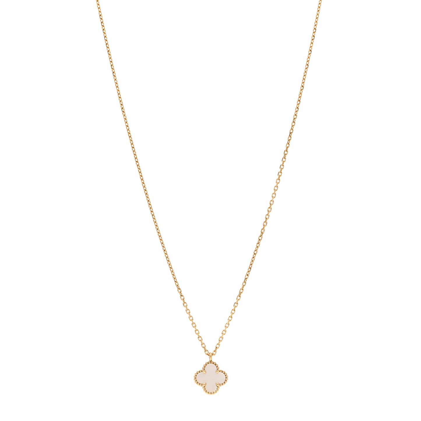VAN CLEEF & ARPELS 18K Yellow Gold Mother of Pearl Sweet Alhambra Pendant Necklace