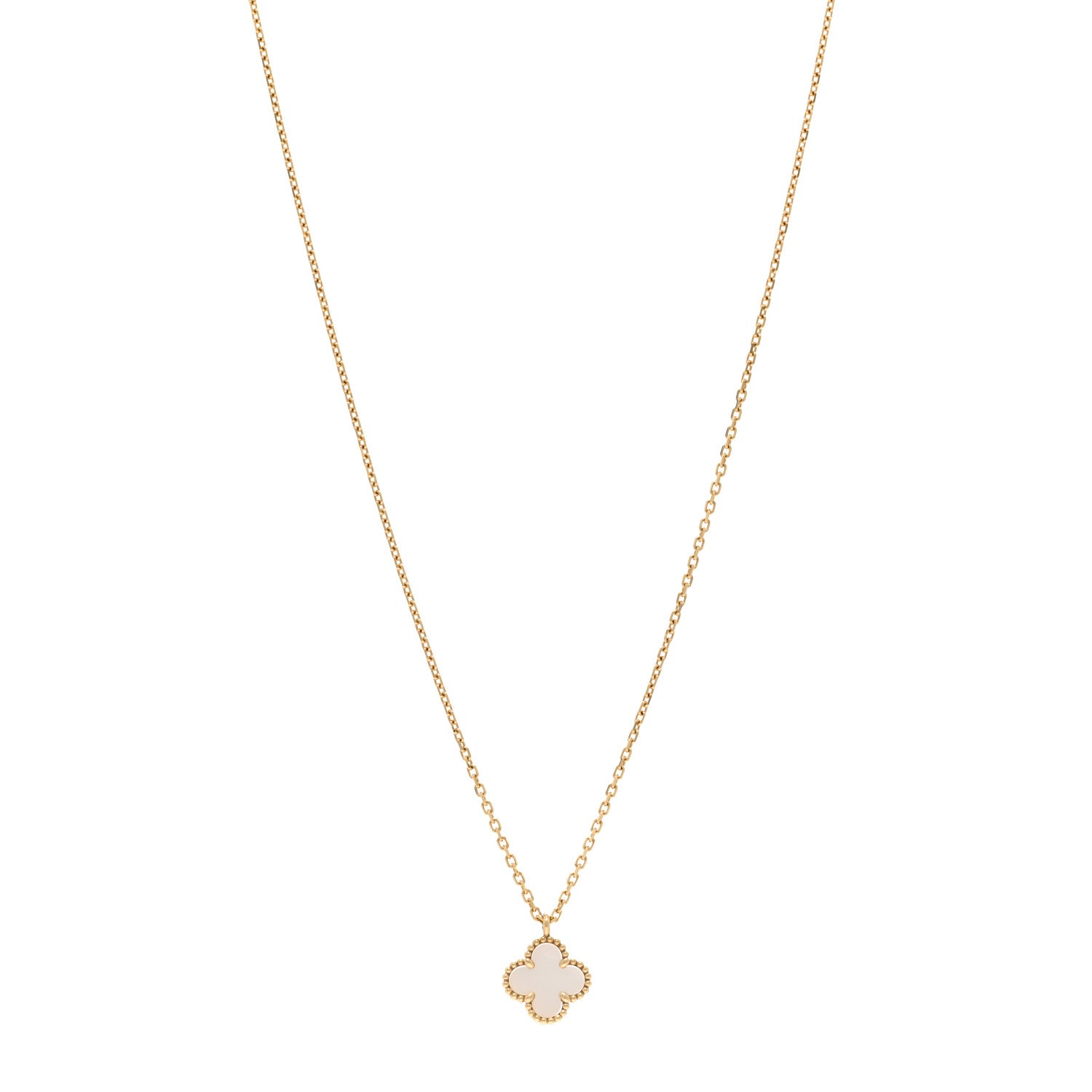 Van Cleef & Arpels VAN CLEEF & ARPELS 18K Yellow Gold Mother of Pearl Sweet Alhambra Pendant Necklace 1 of 5