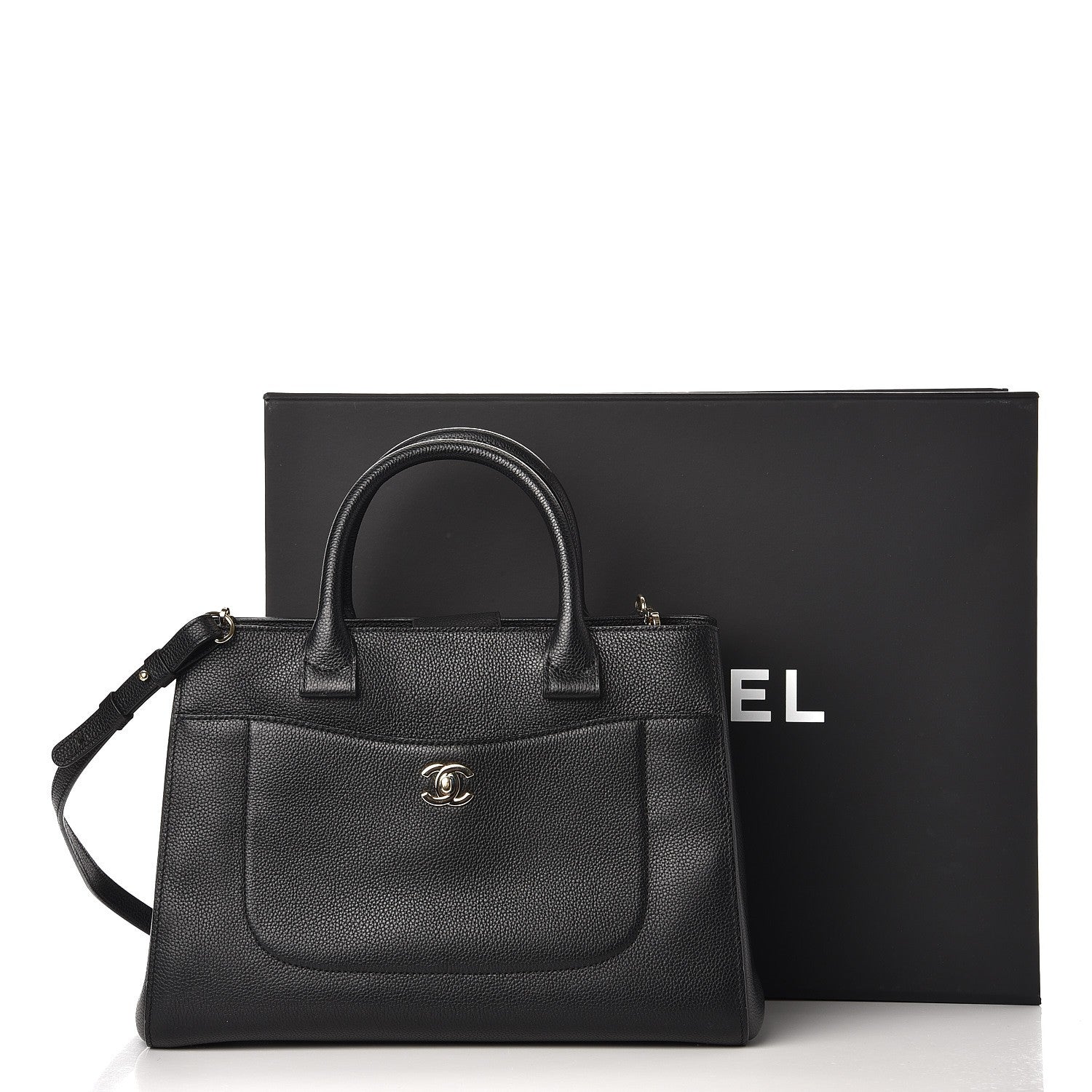 Chanel Grained Calfskin Small Neo Executive Shopper Tote Black 9 of 9