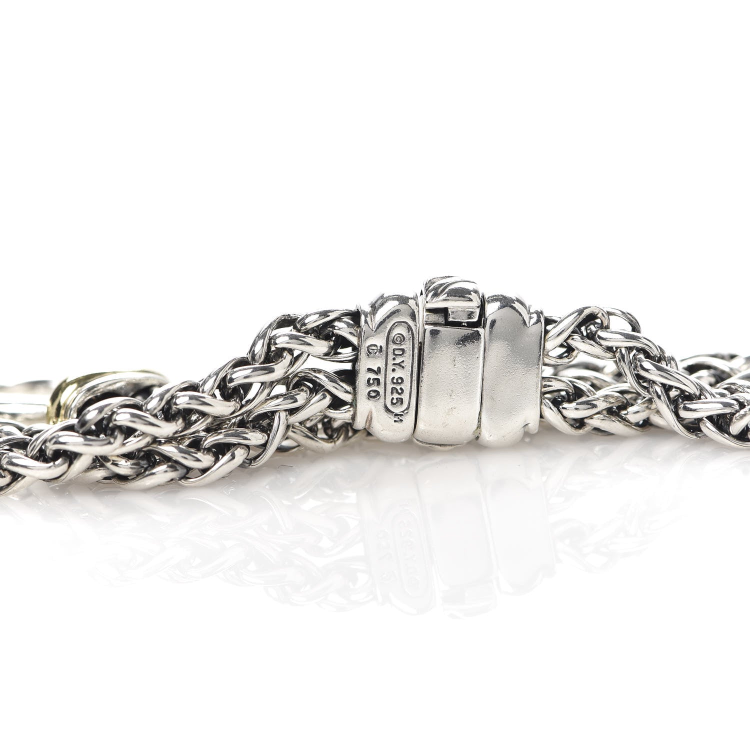 David Yurman Sterling Silver 18K Yellow Gold 8mm Double Wheat Chain Necklace 6 of 8
