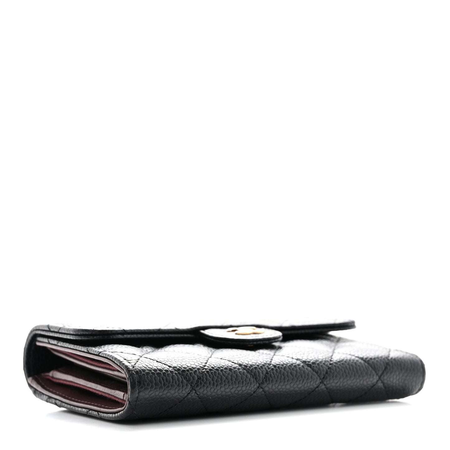 Caviar Quilted Medium Flap Wallet Black