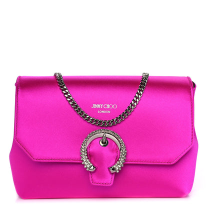 Jimmy Choo Satin Crystal Embellished Madeline Clutch Fuchsia 1 of 10