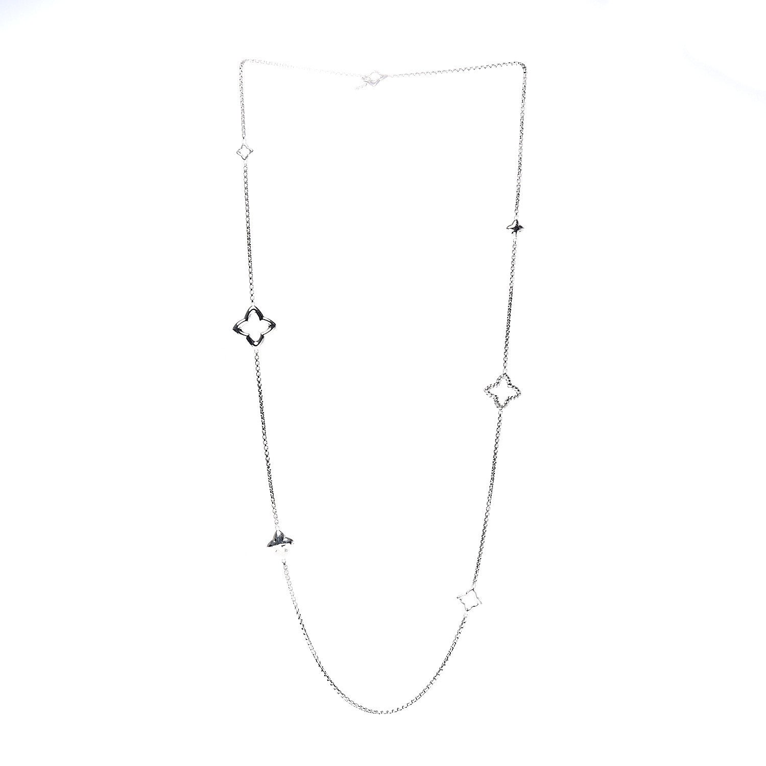 David Yurman Sterling Silver 25mm Quatrefoil Chain Necklace 2 of 4