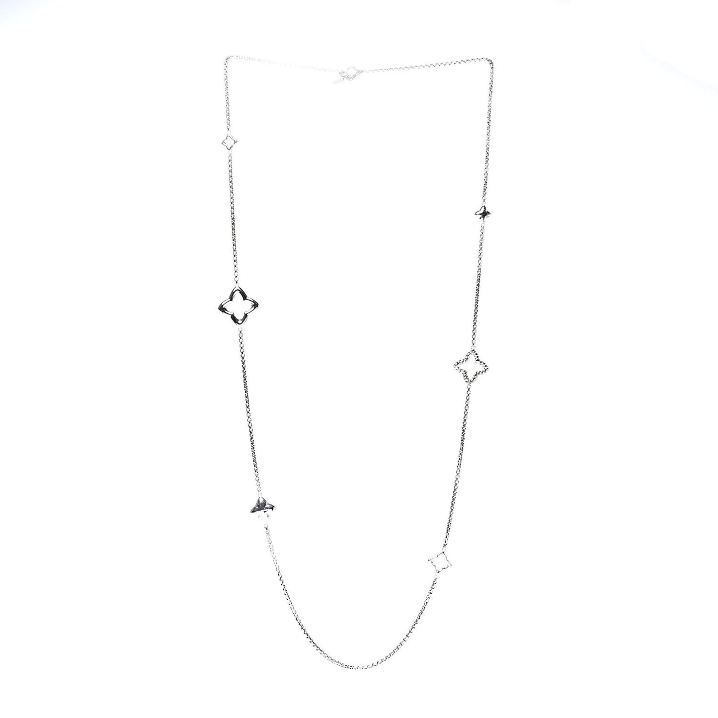 Sterling Silver 25mm Quatrefoil Chain Necklace