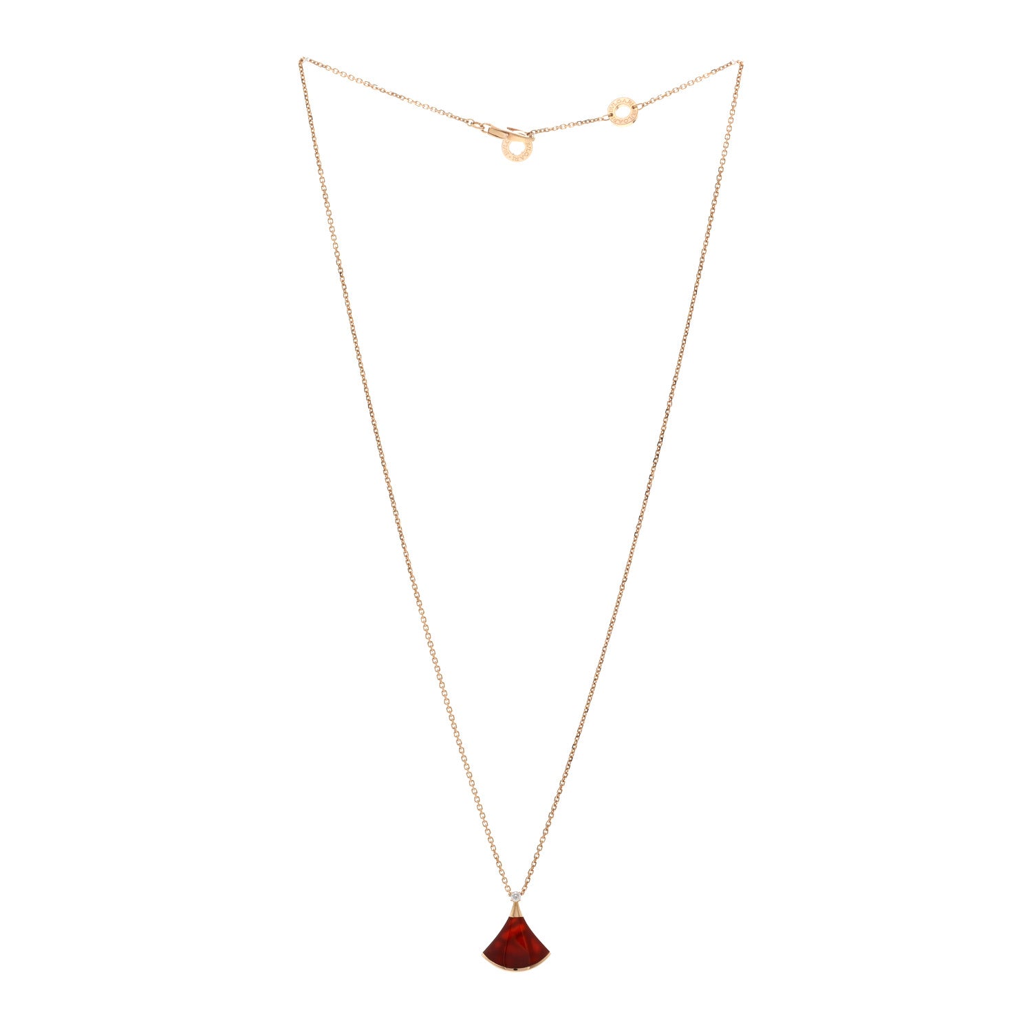Bulgari 18K Rose Gold Diamond Carnelian Divas' Dream Pendant Necklace 3 of 5