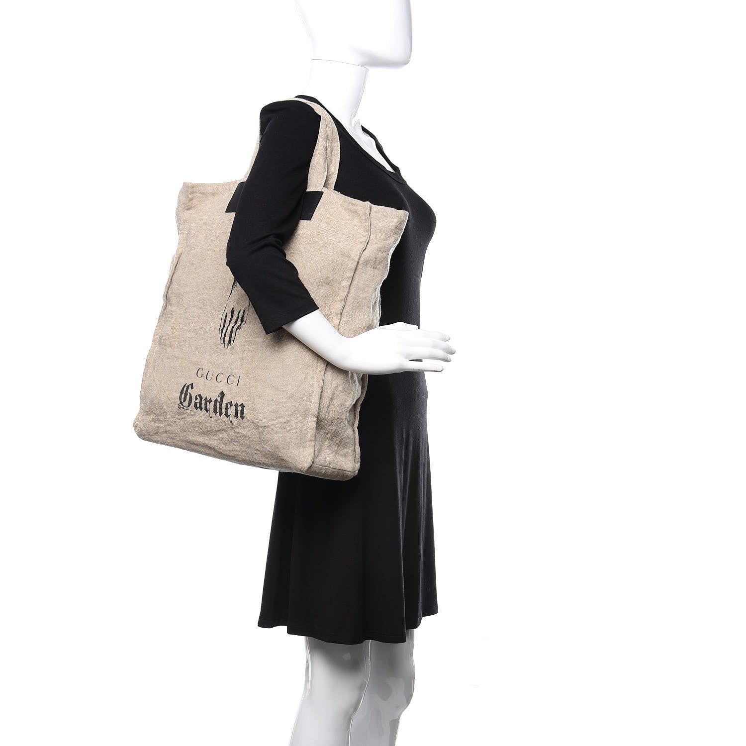 Gucci X JAYDE FISH Linen Hand Print Garden Tote Beige 2 of 12
