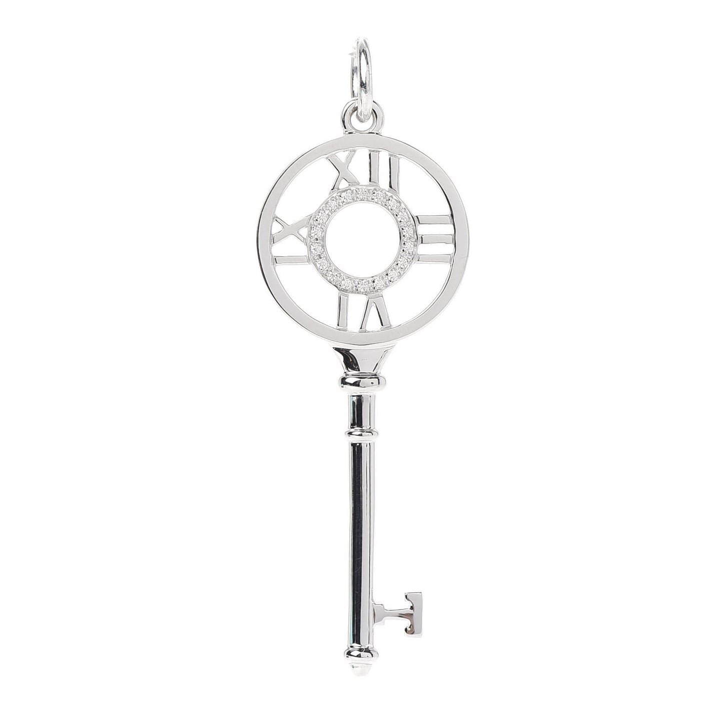 18K White Gold Diamond Atlas Key Pendant
