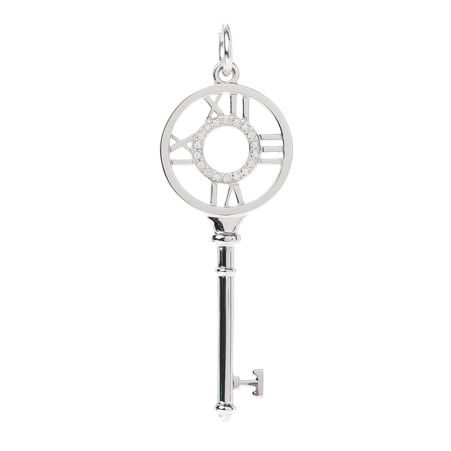 Tiffany 18K White Gold Diamond Atlas Key Pendant 1 of 3