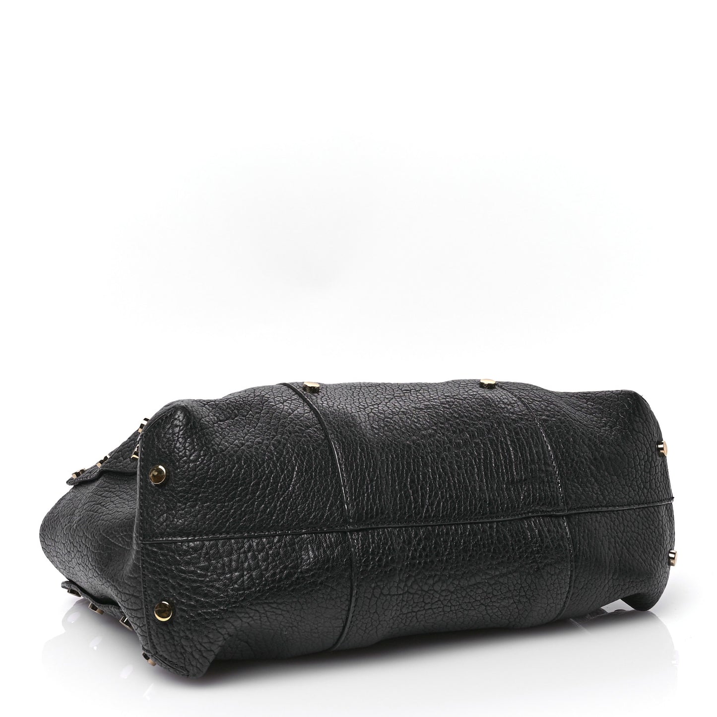 Grained Calfskin Studded Lockett Shopper Tote Black