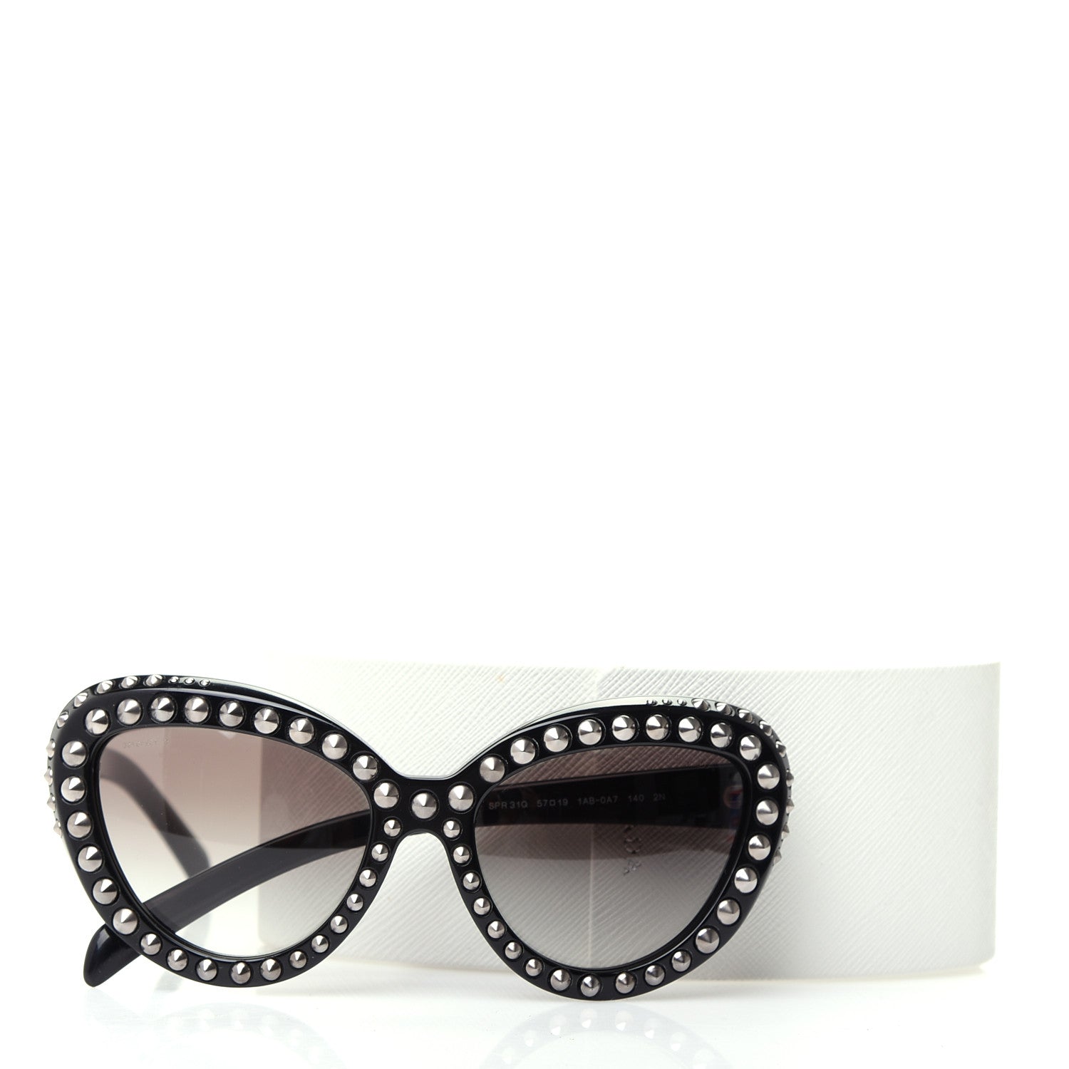 Prada Acetate Studded Ornate Cat Eye Sunglasses SPR 31Q Black 8 of 9