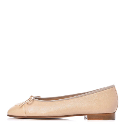 Chanel Caviar CC Cap Toe Ballerina Flats 37.5 Beige Clair 1 of 9