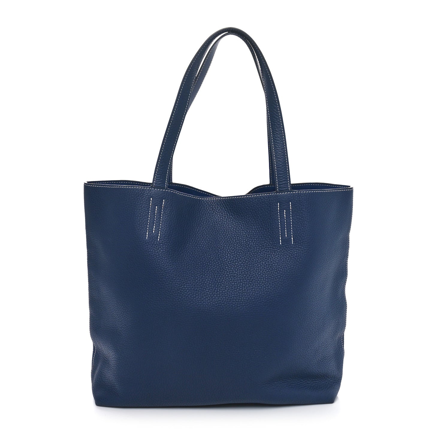 Veau Sikkim Taurillon Clemence Double Sens 36 Reversible Tote Bleu Electrique Bleu De Malte