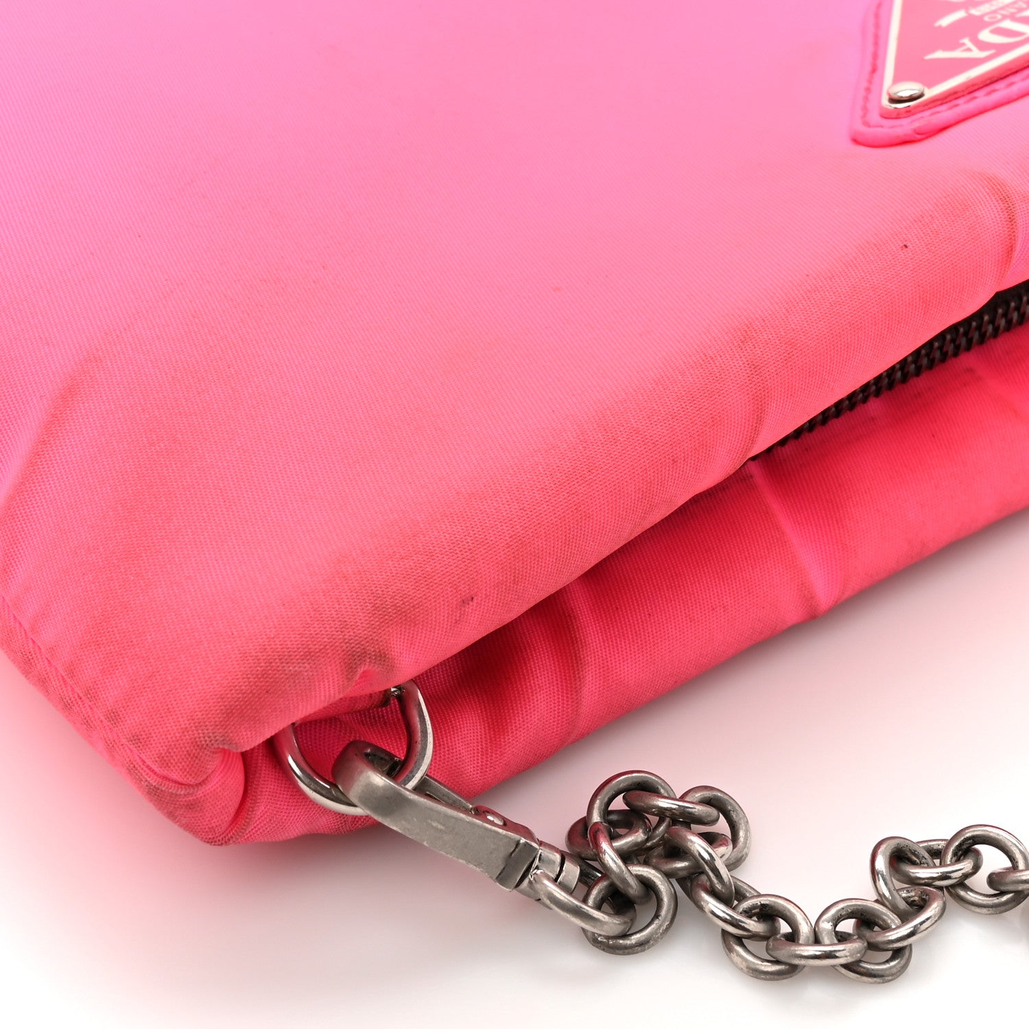 Prada Tessuto Nylon Soft Padded Crossbody Clutch Rosa Fluo 11 of 12