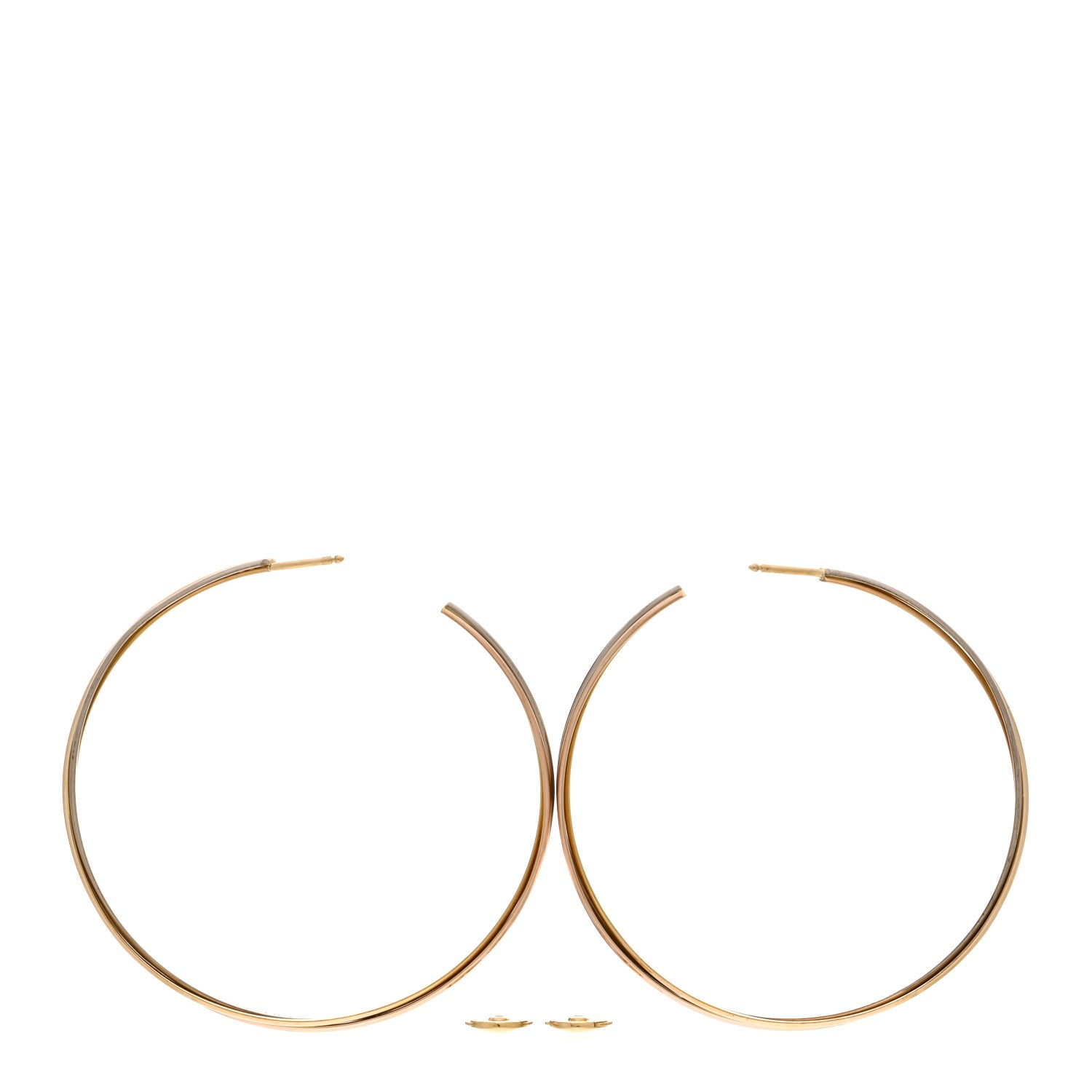 Cartier 18K Pink Yellow White Gold Large Trinity Hoop Earrings 3 of 4