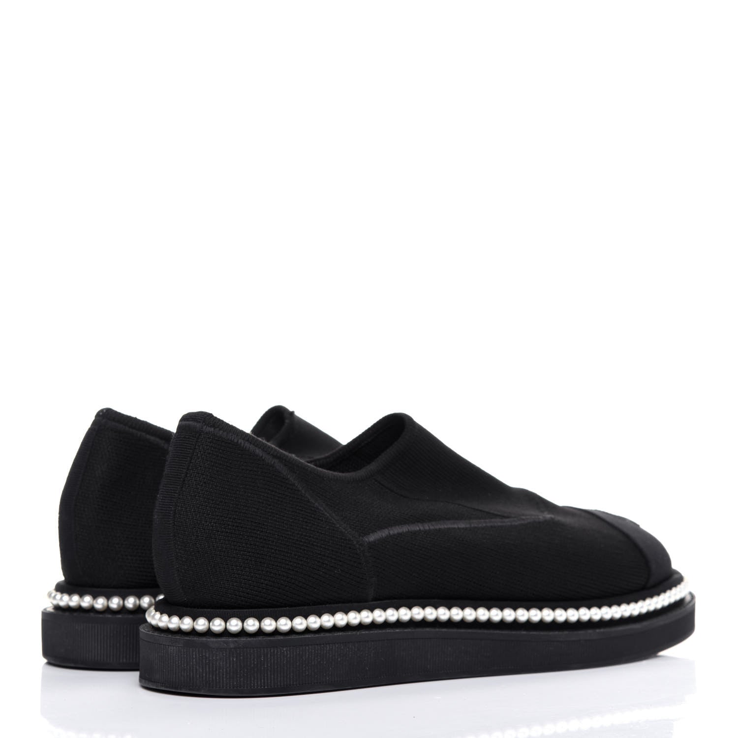Chanel Stretch Fabric Grosgrain Pearl Cap Toe CC Moccasin Loafers 39 Black 4 of 13