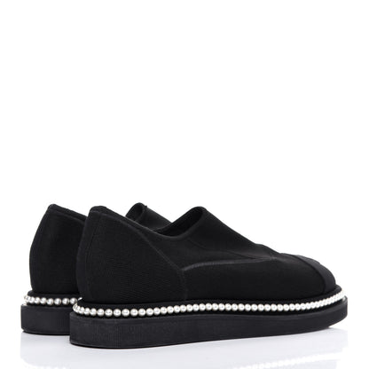 Chanel Stretch Fabric Grosgrain Pearl Cap Toe CC Moccasin Loafers 39 Black 4 of 13