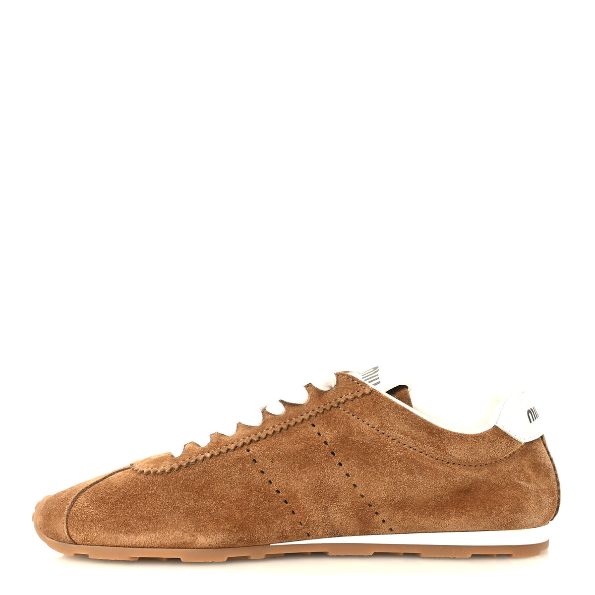Miu Miu Scamosciato Womens Plume Sneakers 38 Cannella 1 of 10