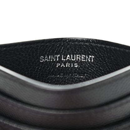 Saint Laurent Grain De Poudre Matelasse Chevron Monogram Credit Card Case Black 6 of 7