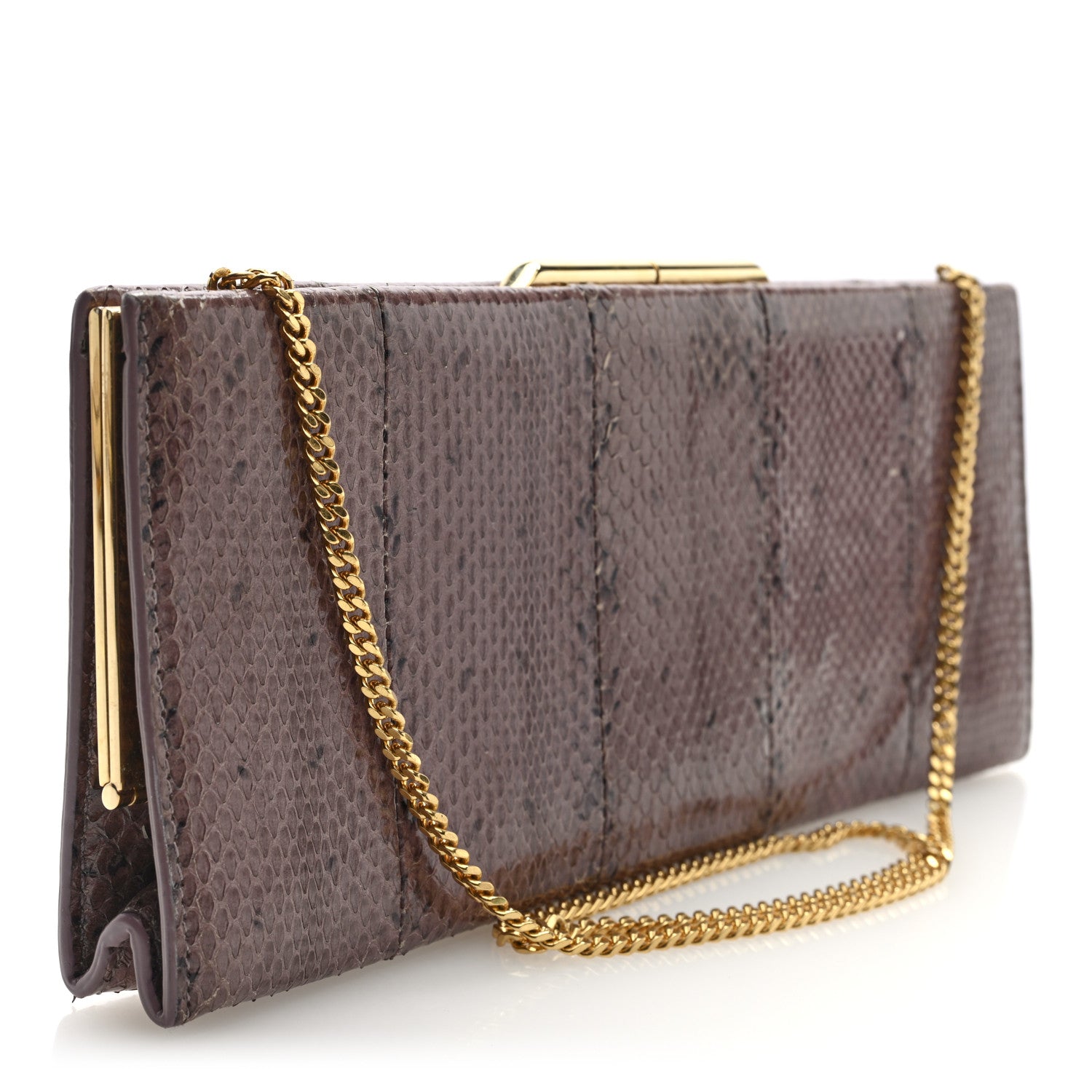 Saint Laurent Lacquer Ayers Midnight Clutch  Rose Brown 3 of 9