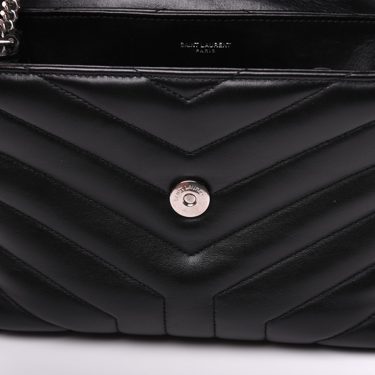 Saint Laurent Calfskin Y Quilted Monogram Small Loulou Chain Satchel Black 16 of 21