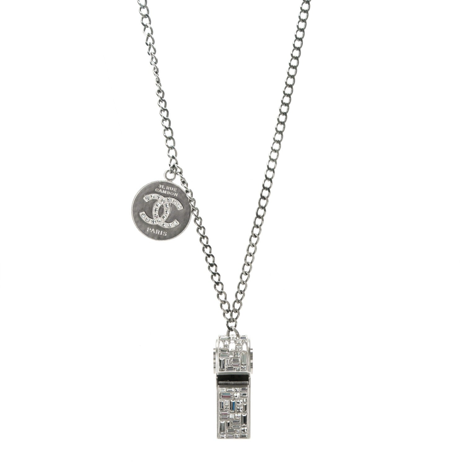 Chanel Crystal CC Whistle Pendant Necklace 1 of 8