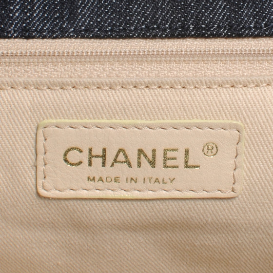 Chanel HANEL Denim Embroidered Night Flight Tote Blue 6 of 7