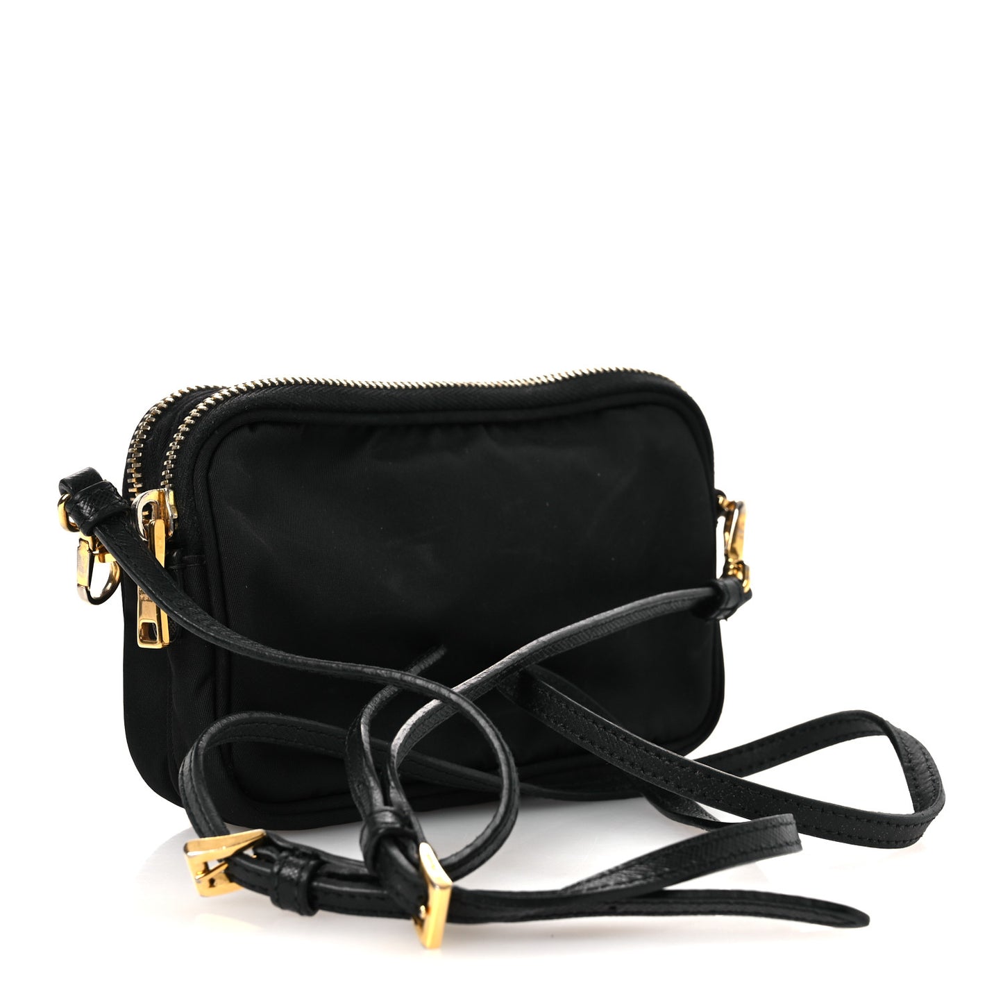 Nylon Saffiano Double Zip Camera Bag Black