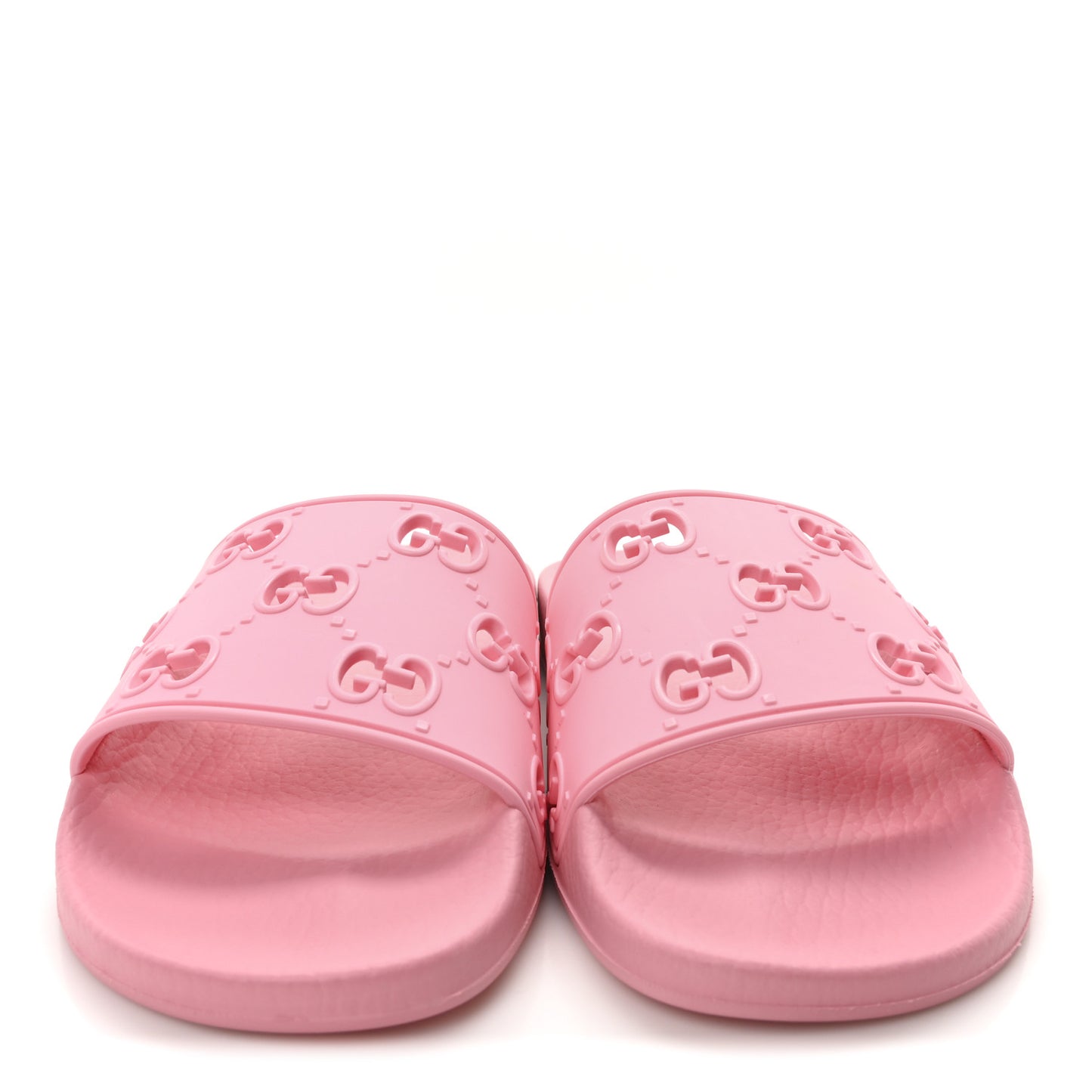 Rubber GG Monogram Perforated Womens Slide Sandals 38 Rose Box