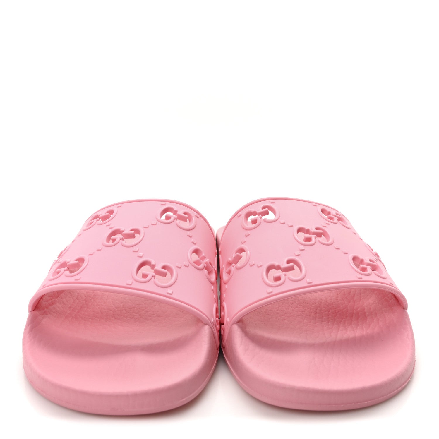 Gucci Rubber GG Monogram Perforated Womens Slide Sandals 38 Rose Box 3 of 8