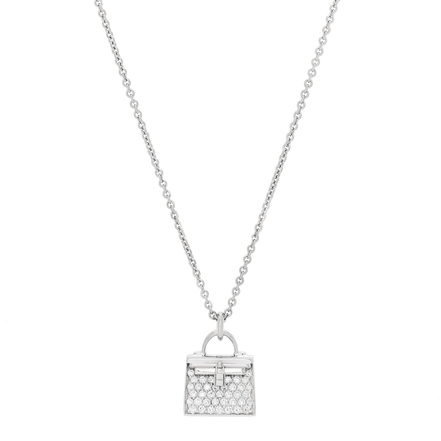 18K White Gold Diamond Kelly Amulette Pendant Necklace