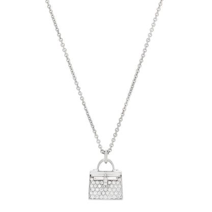 Hermes 18K White Gold Diamond Kelly Amulette Pendant Necklace 1 of 6