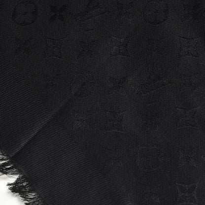 Louis Vuitton Silk Wool Monogram Shawl Black 4 of 5