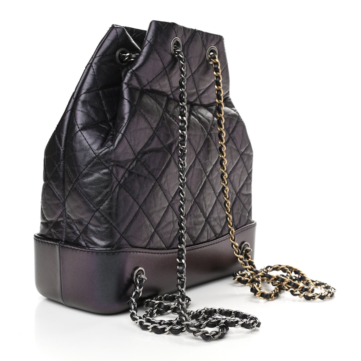 Chanel Iridescent Aged Calfskin Quilted Gabrielle Backpack Black 2 of 10
