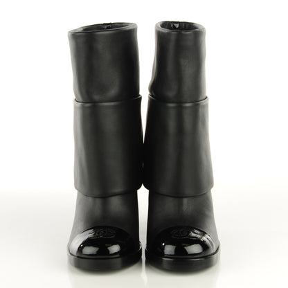 Chanel Calfskin CC Cap Toe Fold Over Boots 36 Black 2 of 7