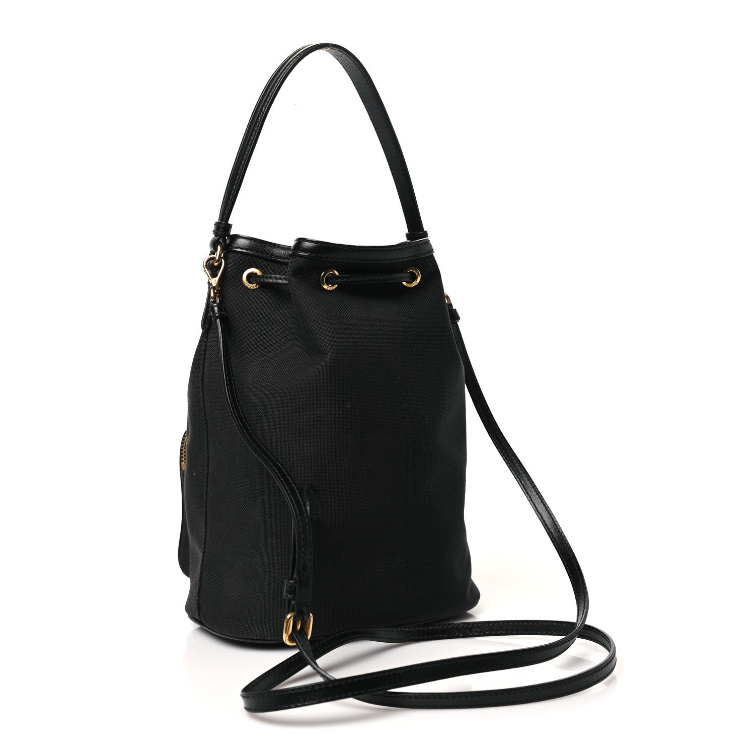 Prada Jacquard Logo Mini Bucket Crossbody Bag Black 2 of 10