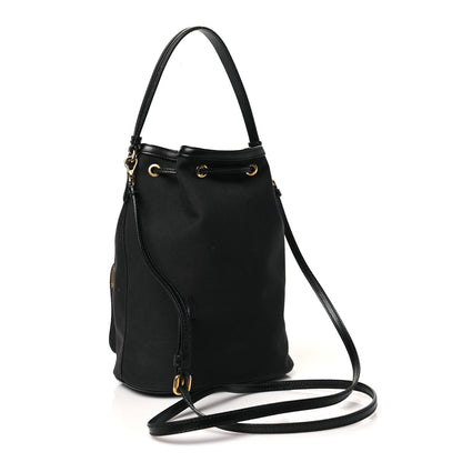 Prada Jacquard Logo Mini Bucket Crossbody Bag Black 2 of 10