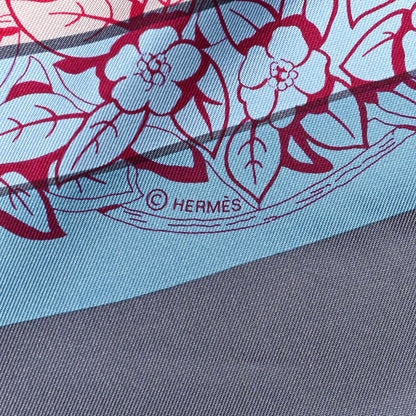 Hermes Silk Jungle Love Rainbow Scarf 90 Bleu Rose Gris 4 of 7