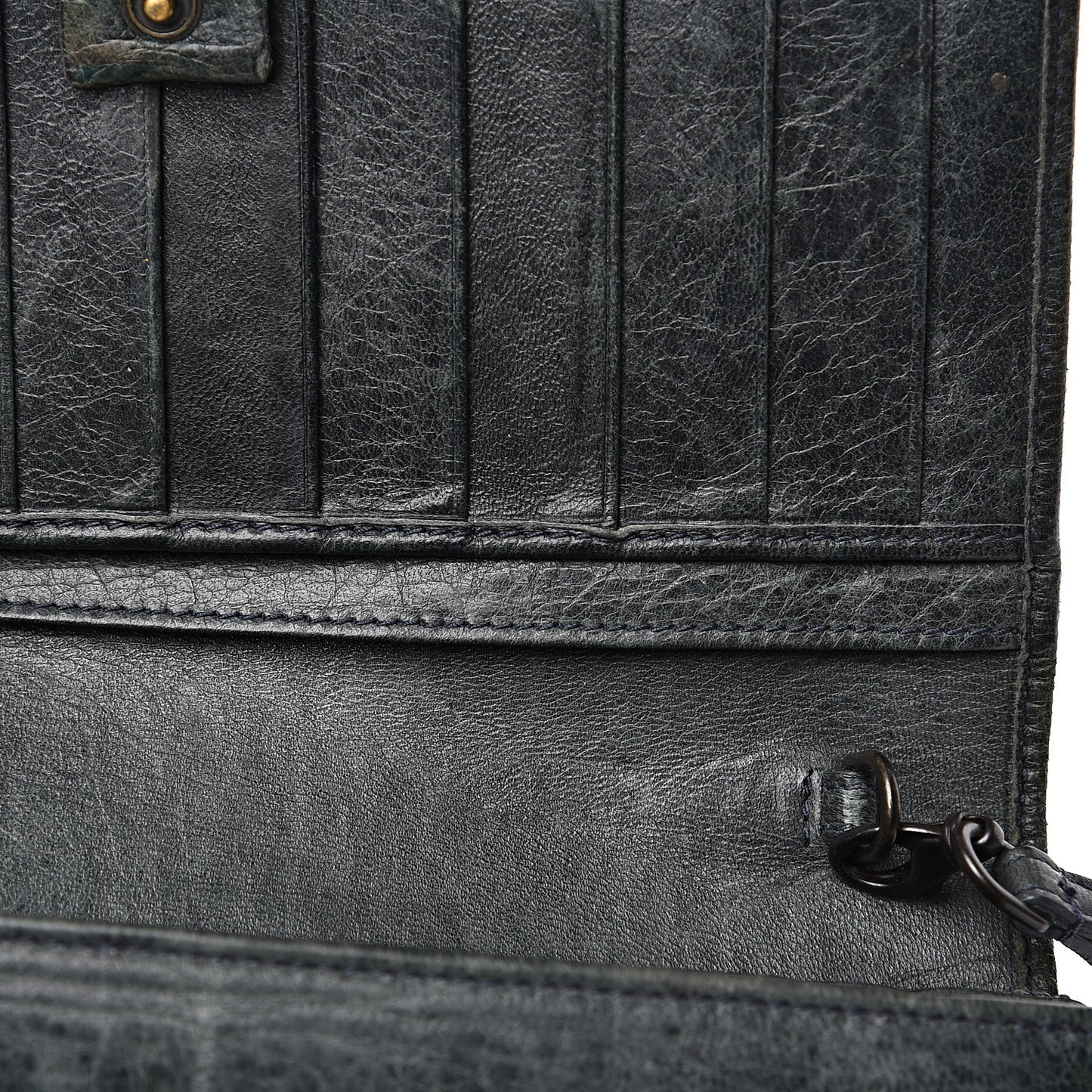 Agneau Classic Hardware Continental Wallet on Strap Anthracite
