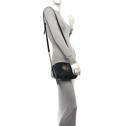 Gucci Calfskin Matelasse Small GG Marmont Chain Shoulder Bag Black 2 of 10