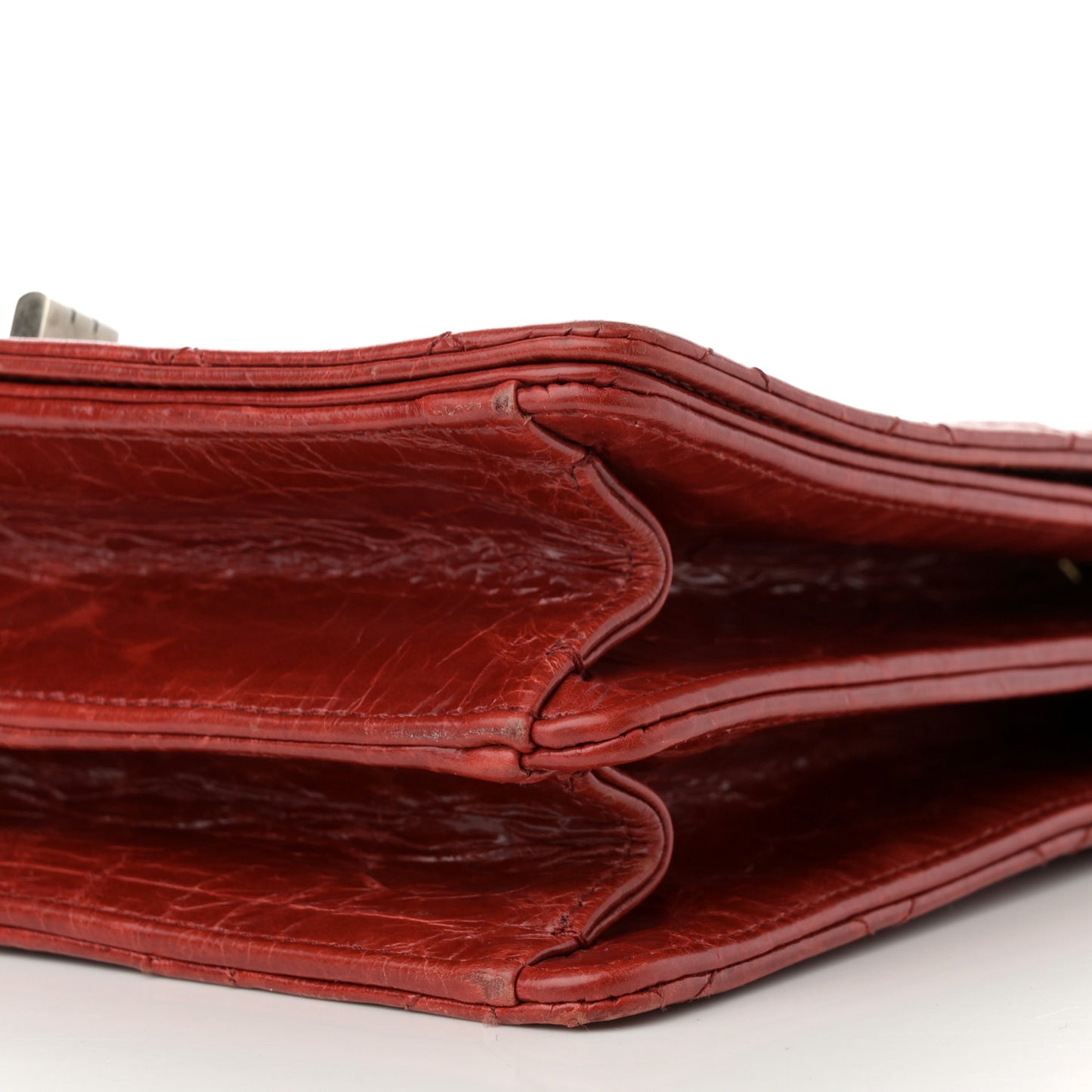 Glazed Calfskin Quilted Rita Top Handle Flap Red