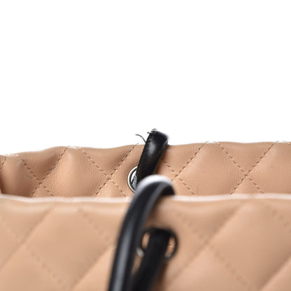 Chanel Calfskin Quilted Medium Cambon Tote Beige Black 12 of 20