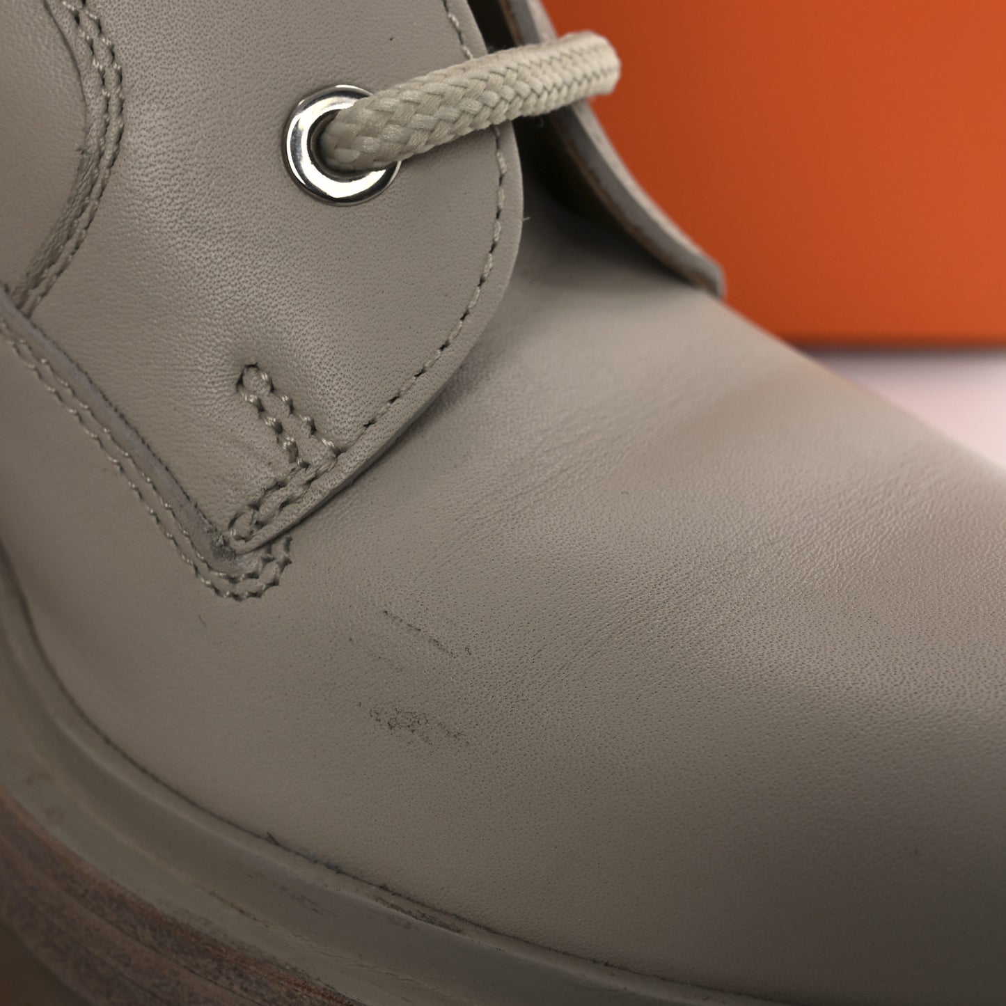 Calfskin Bridge Ankle Boots 38 Beige Grege