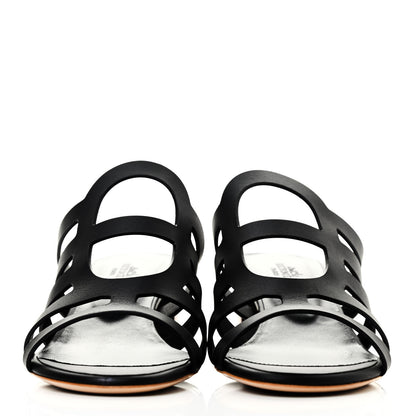 Hermes Calfskin Celena 50 Sandals 37 Black 2 of 4