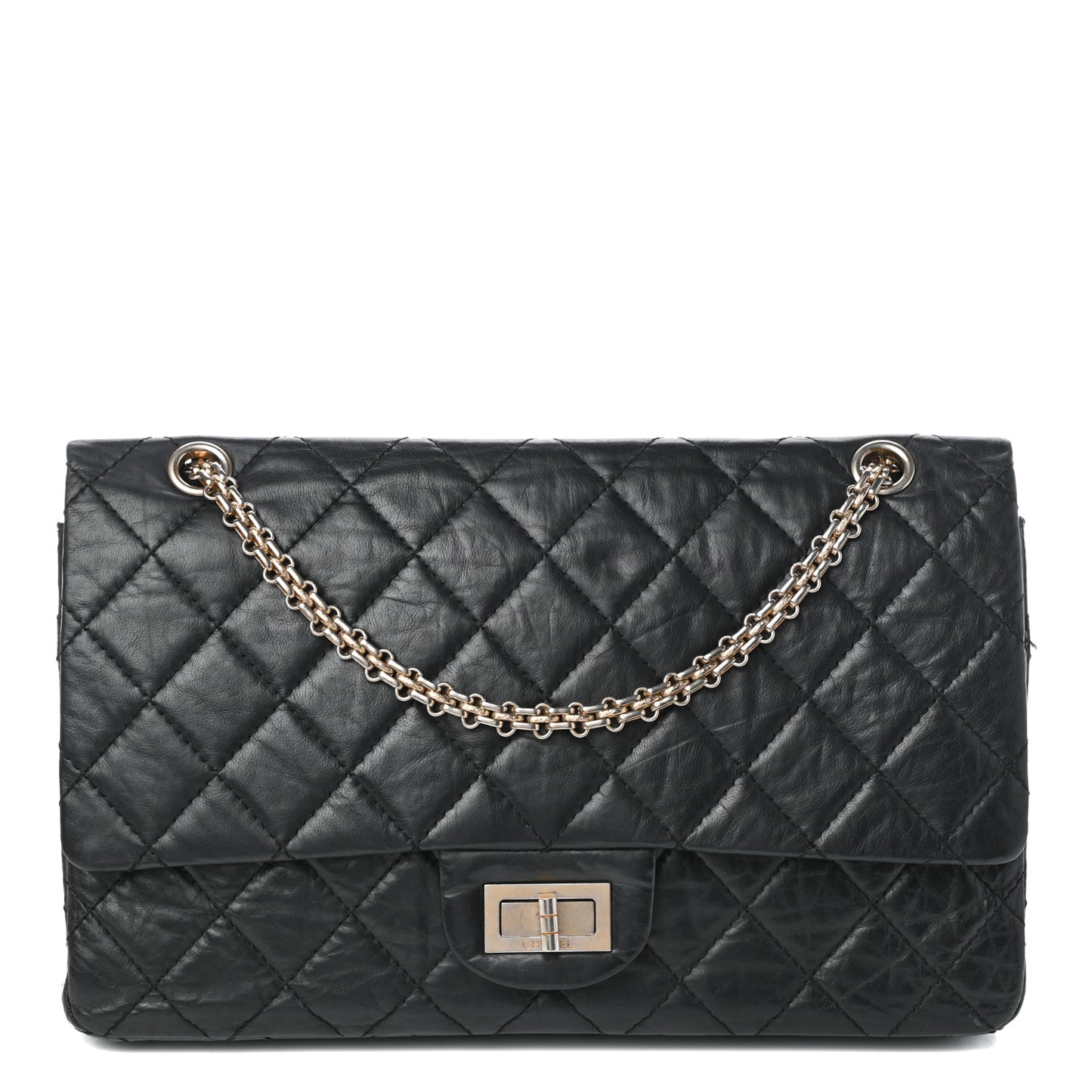Aged Calfskin Quilted 50th Anniversary 2.55 Reissue 227 Flap Black