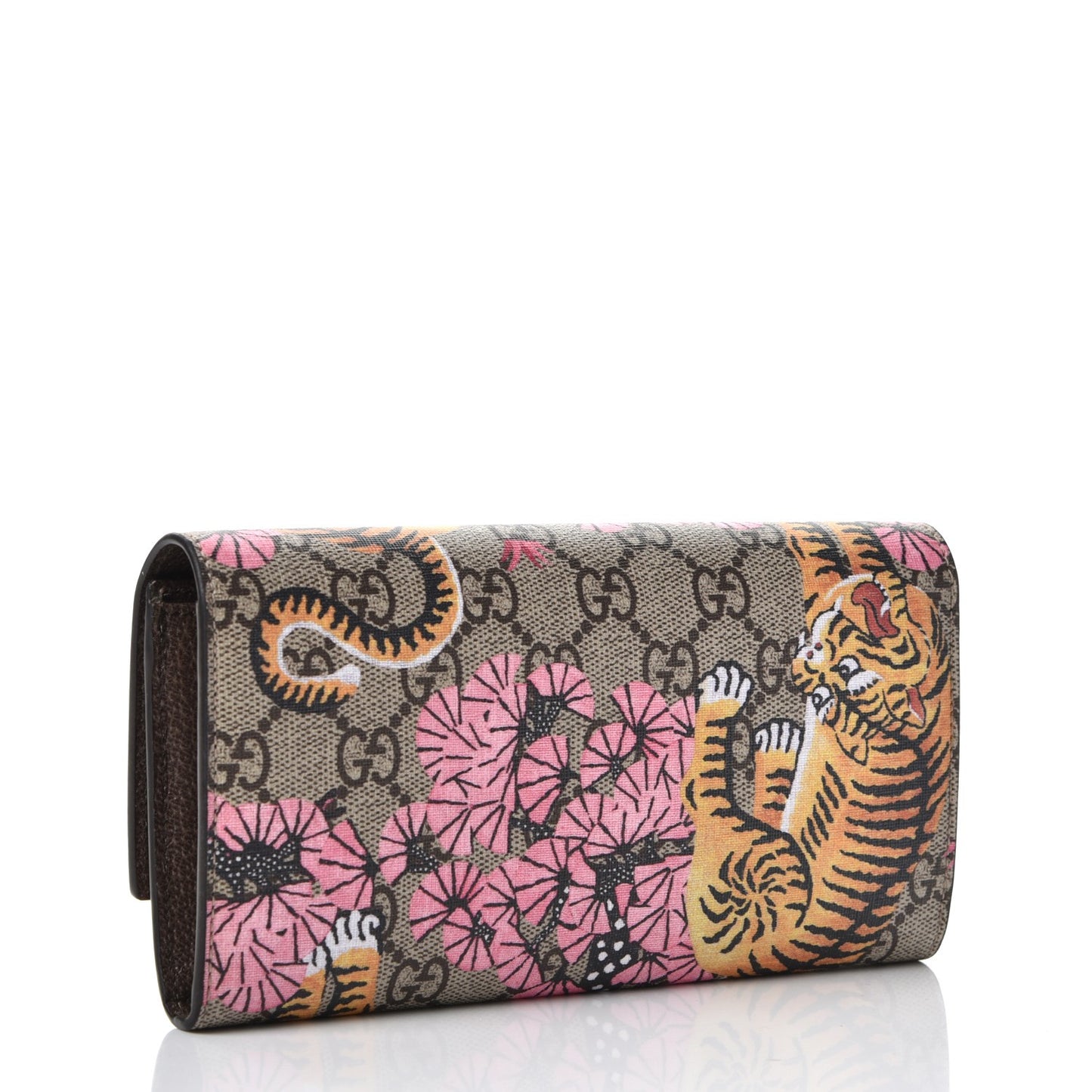 GG Supreme Monogram Bengal Continental Wallet Beige Pink