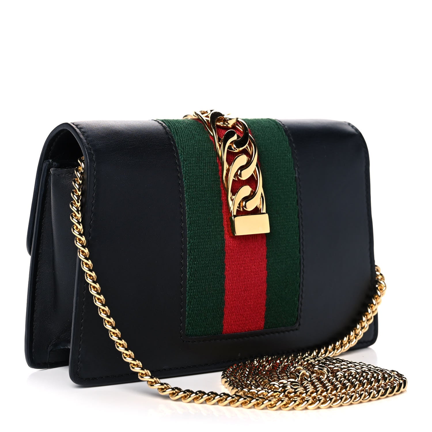 Gucci Calfskin Super Mini Sylvie Chain Shoulder Bag Blue 3 of 11