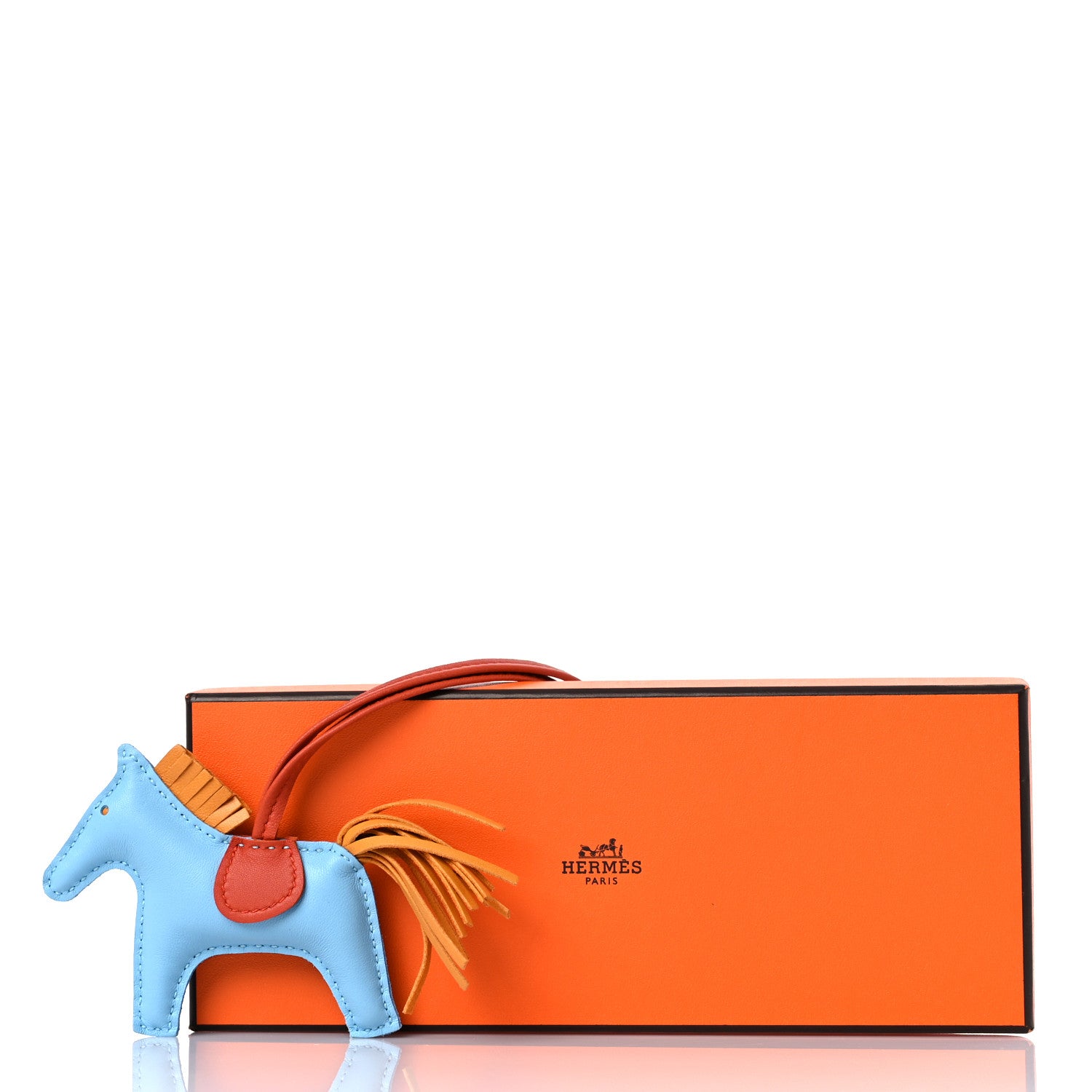 Hermes Milo Lambskin Grigri Rodeo Horse Bag Charm PM Celeste Naturel Bouton D'Or Cornaline 4 of 4